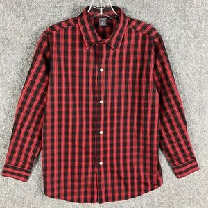 Izod Button Up Shirt Boys XL‎ 14/16 Long Sleeve Plaid Red Cotton Blend